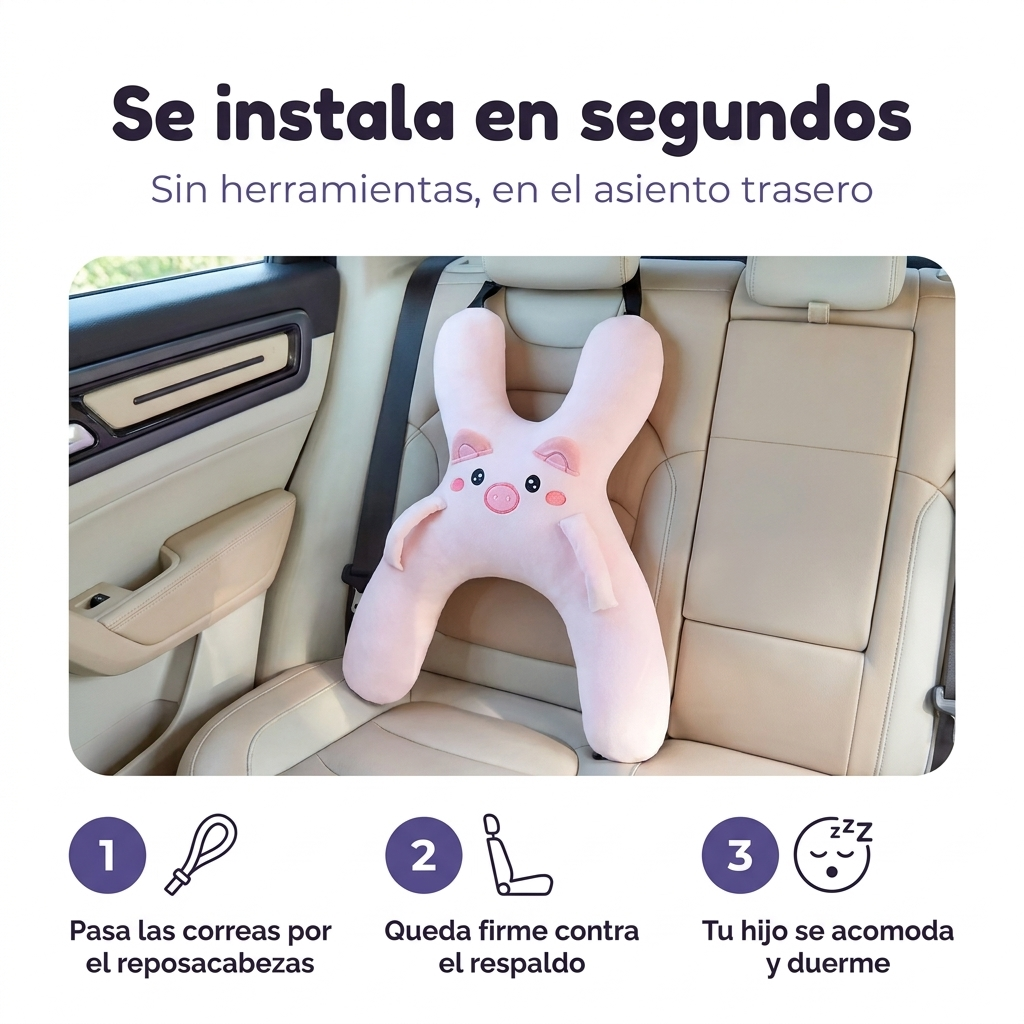 Almohada de auto que sujeta su cabeza y cuello